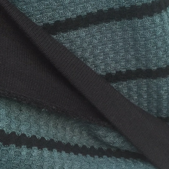 TEAL GREEN STRIPE COLD SHOULDER WAFFLE KNIT TOP - Picture 8 of 11